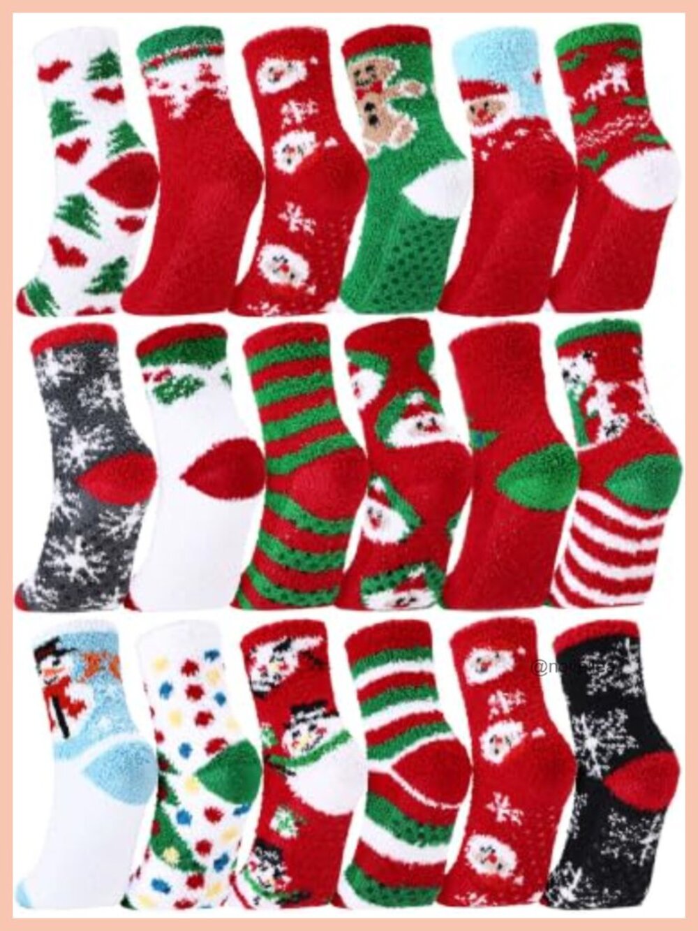 Fuzzy Slipper Socks Anti-Slip Plush Polyester Winter Warm 18 Pairs